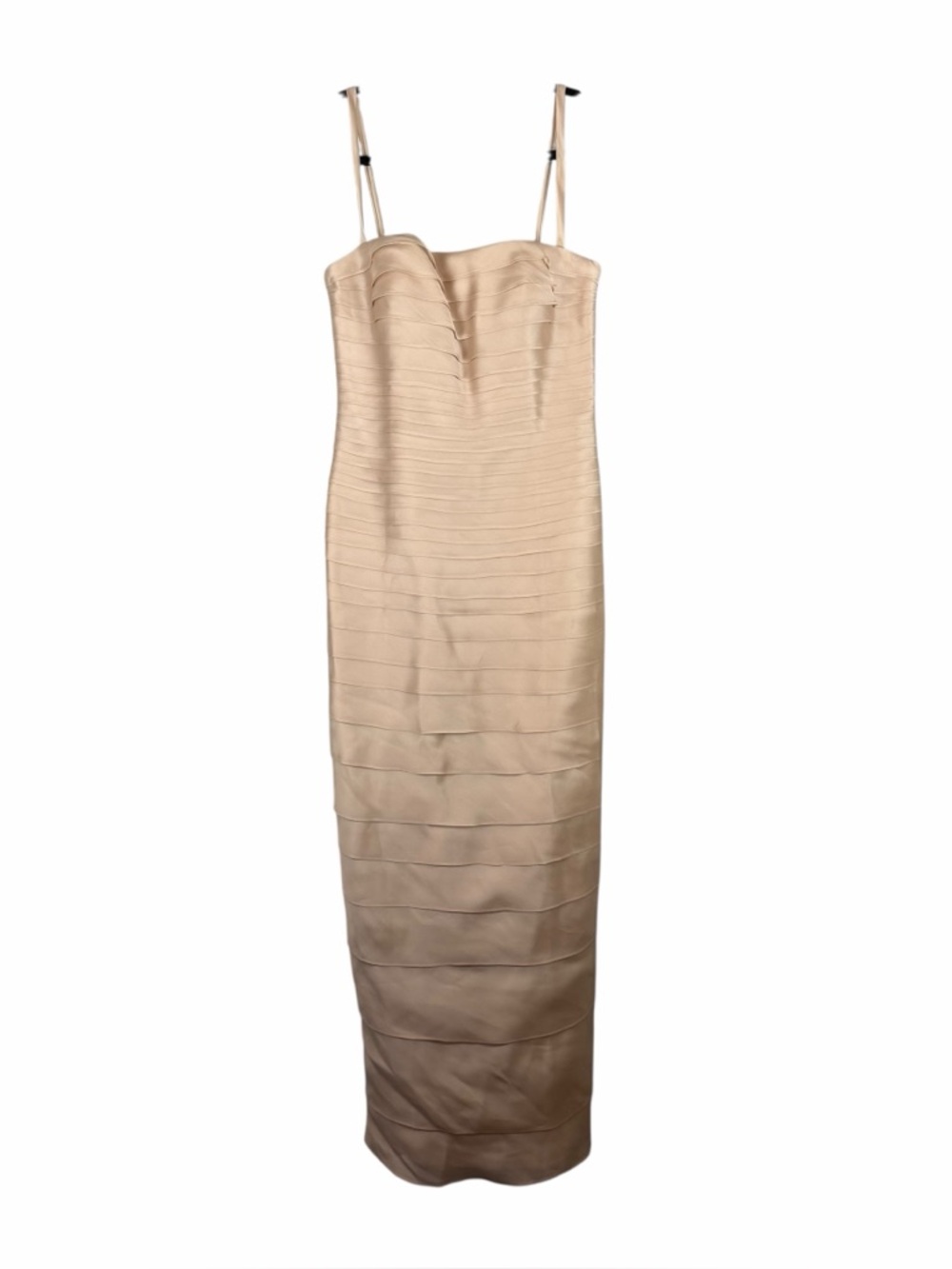 Calvin Klein Champagne Satin Tiered Maxi Dress Size 4